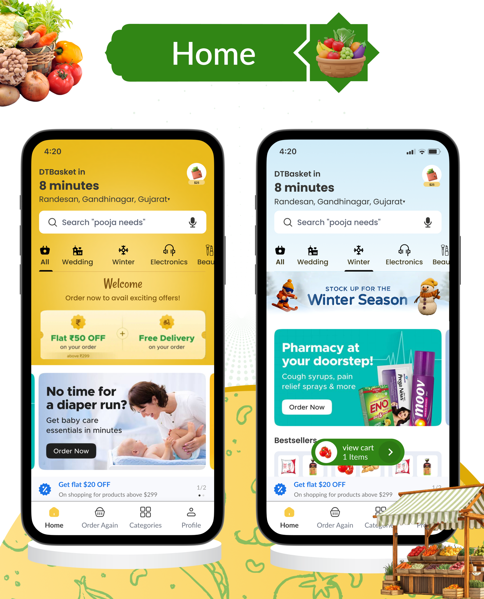 DTBasket – Flutter Grocery Delivery App with Seller & Delivery Partner (Android - iOS) + Admin Panel