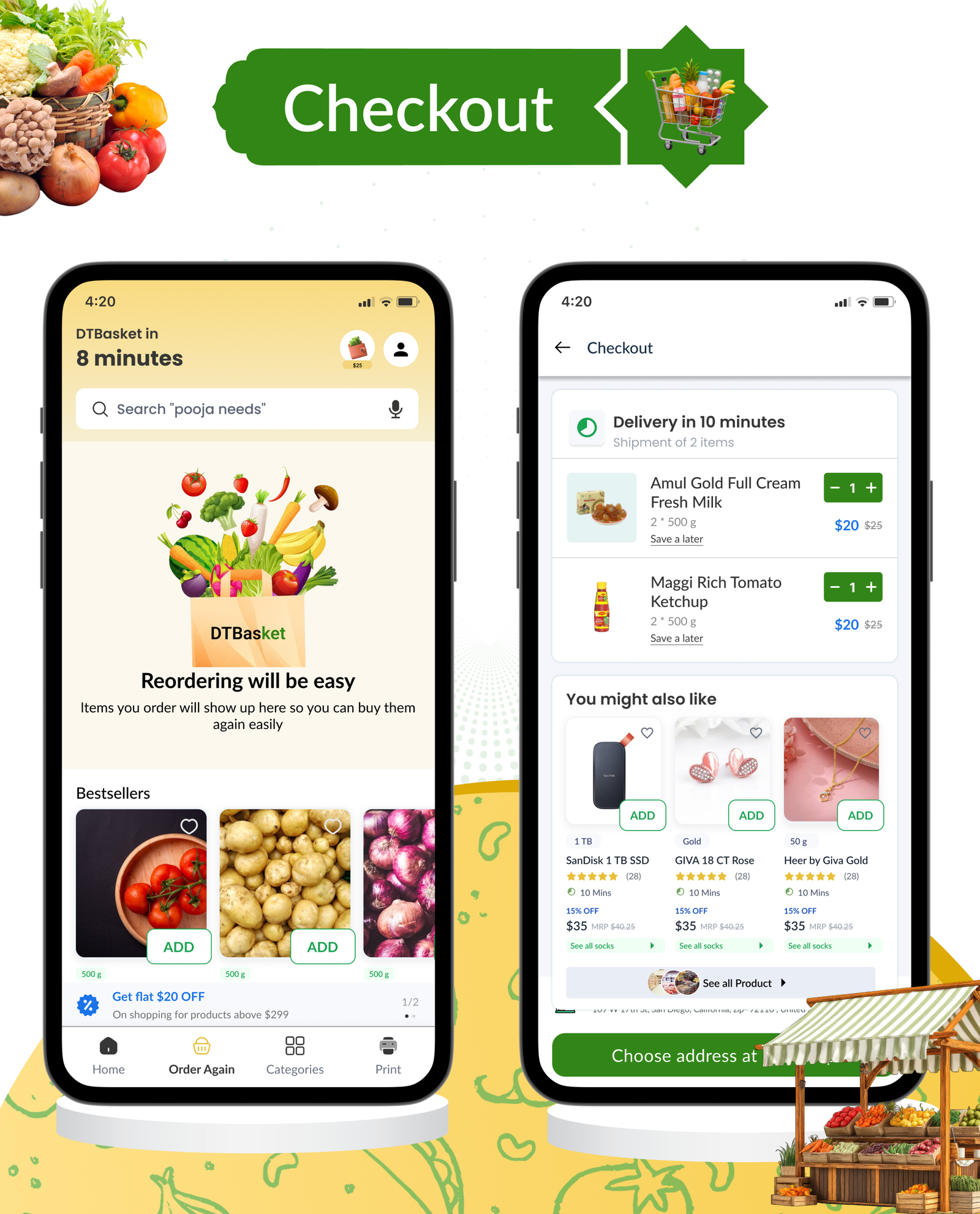 DTBasket – Flutter Grocery Delivery App with Seller & Delivery Partner (Android - iOS) + Admin Panel