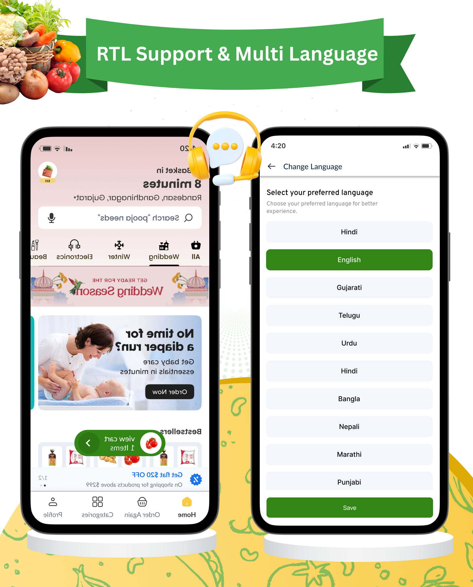 DTBasket – Flutter Grocery Delivery App with Seller & Delivery Partner (Android - iOS) + Admin Panel