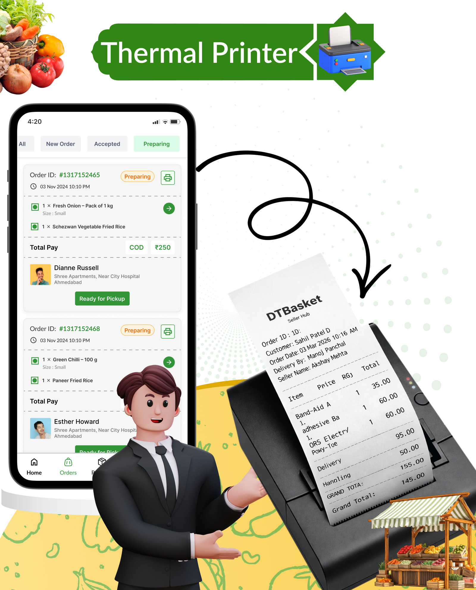 DTBasket – Flutter Grocery Delivery App with Seller & Delivery Partner (Android - iOS) + Admin Panel