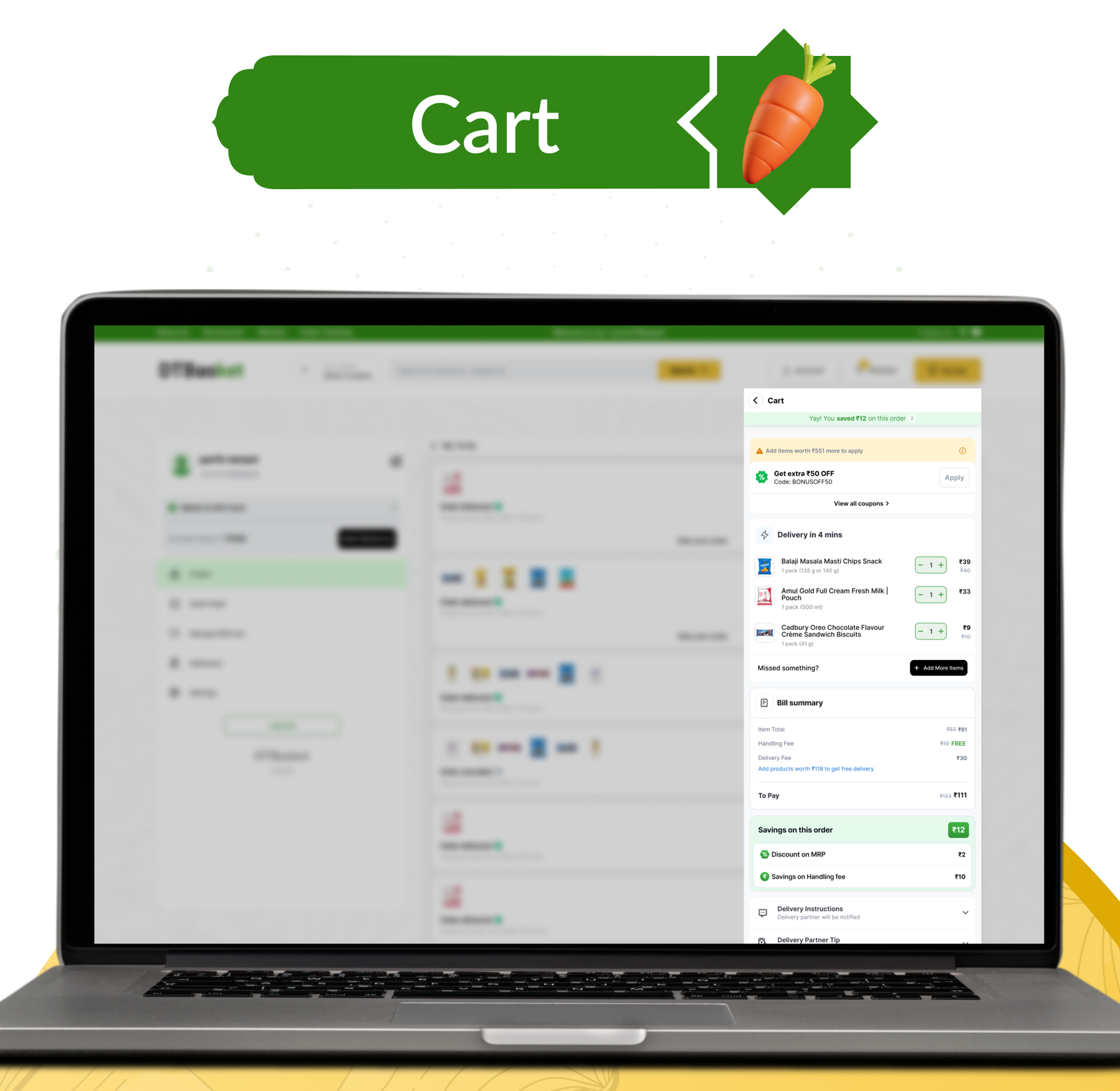 DTBasket – Flutter Grocery Delivery App with Seller & Delivery Partner (Android - iOS) + Admin Panel