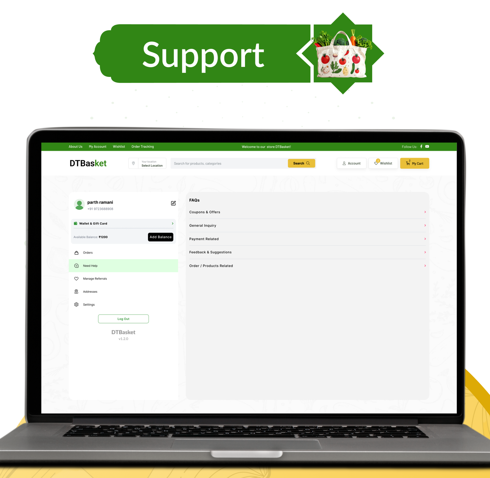 DTBasket – Flutter Grocery Delivery App with Seller & Delivery Partner (Android - iOS) + Admin Panel
