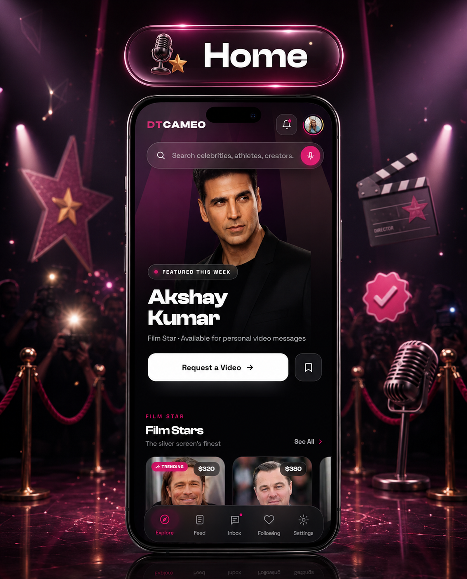 DTCameo – Celebrity & Influencer Video Messages | Flutter App with Laravel Admin Panel