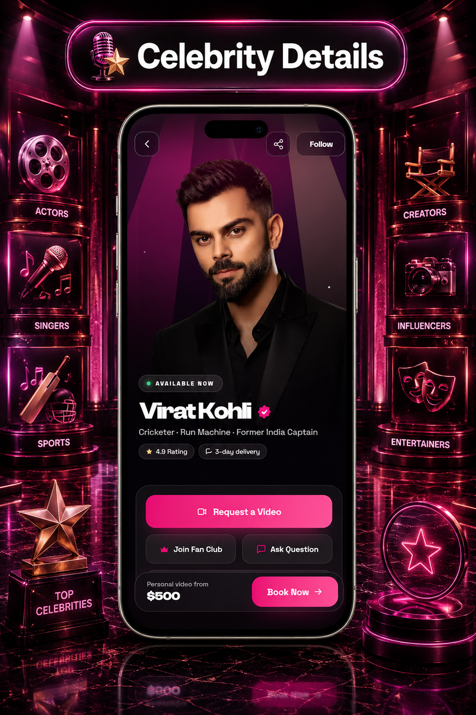 DTCameo – Celebrity & Influencer Video Messages | Flutter App with Laravel Admin Panel