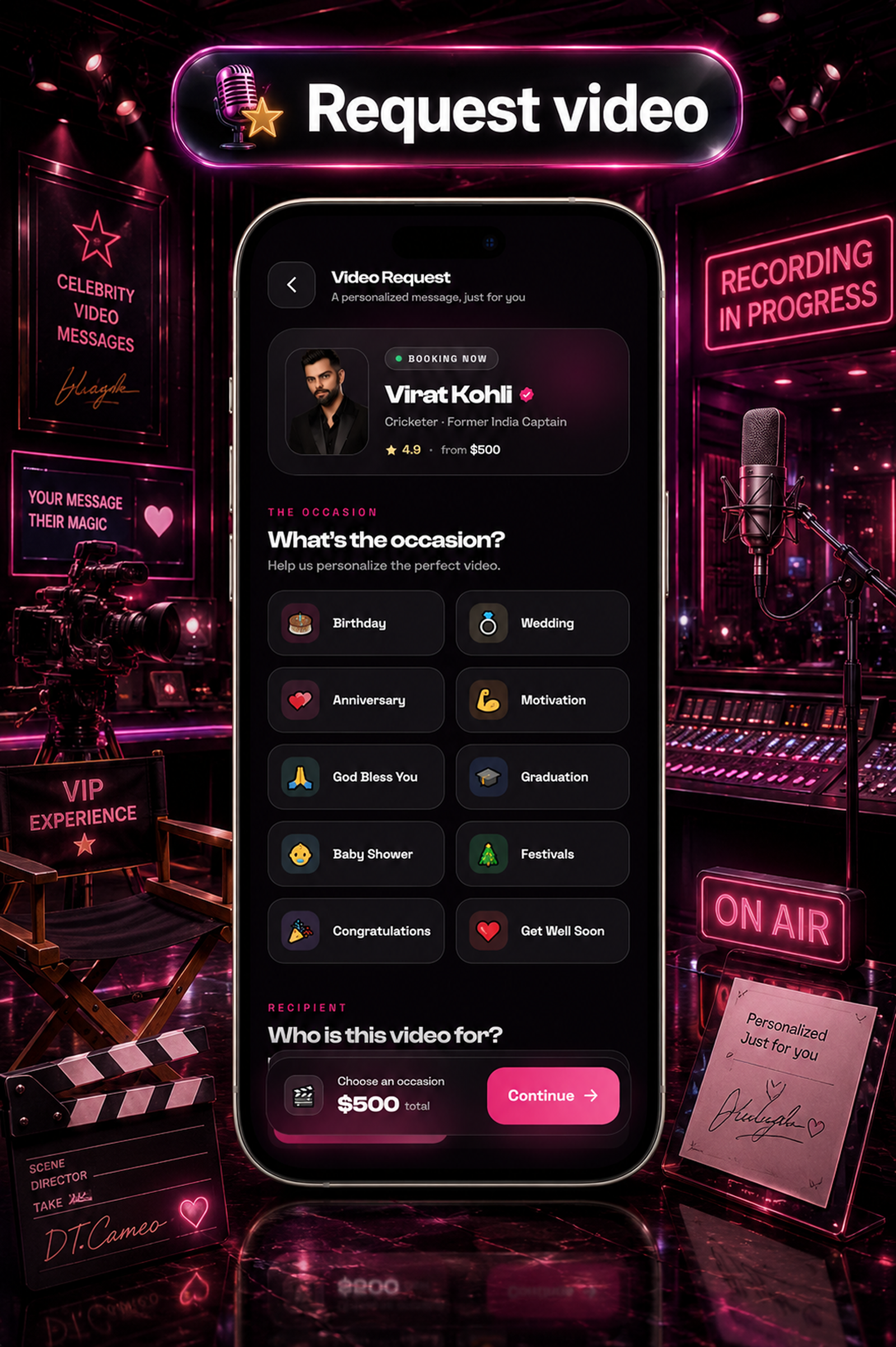 DTCameo – Celebrity & Influencer Video Messages | Flutter App with Laravel Admin Panel