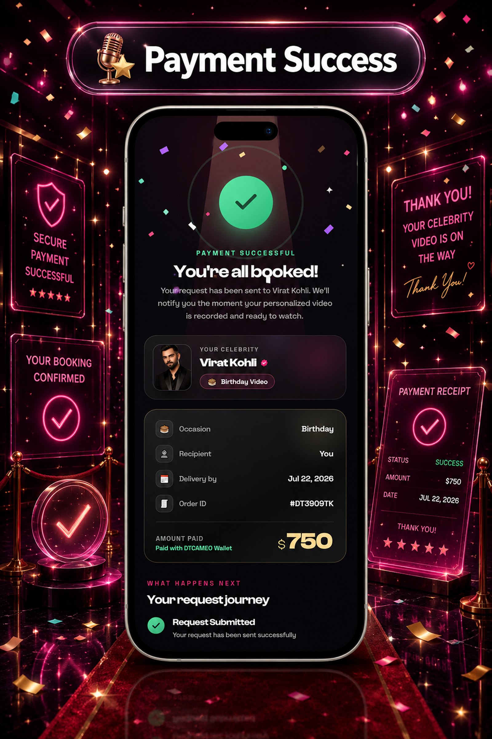 DTCameo – Celebrity & Influencer Video Messages | Flutter App with Laravel Admin Panel