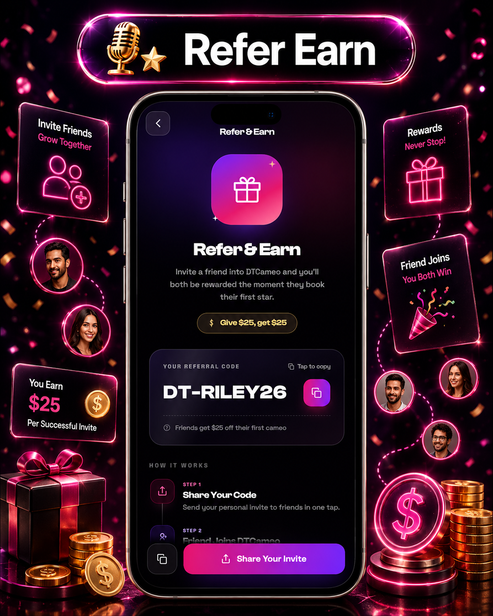 DTCameo – Celebrity & Influencer Video Messages | Flutter App with Laravel Admin Panel