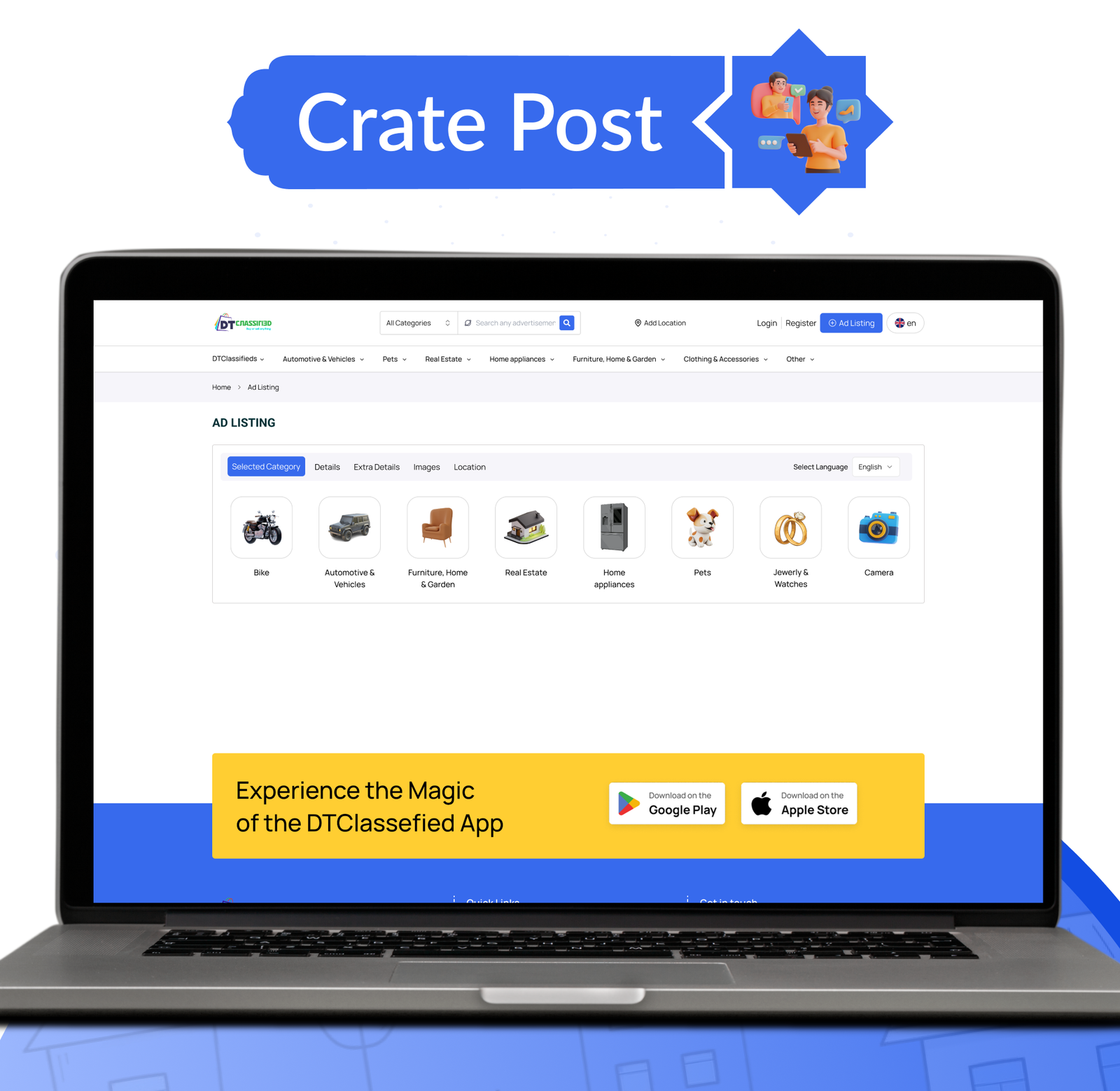 DTClassified - Classified Buy and Sell Marketplace Flutter App ( Android - ios - Web ) - Admin Panel