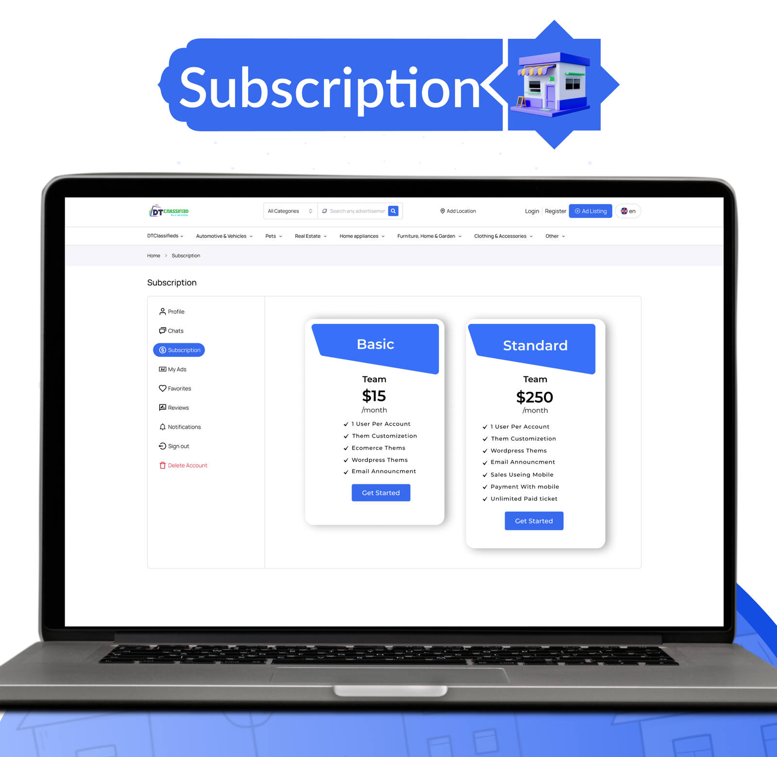 DTClassified - Classified Buy and Sell Marketplace Flutter App ( Android - ios - Web ) - Admin Panel