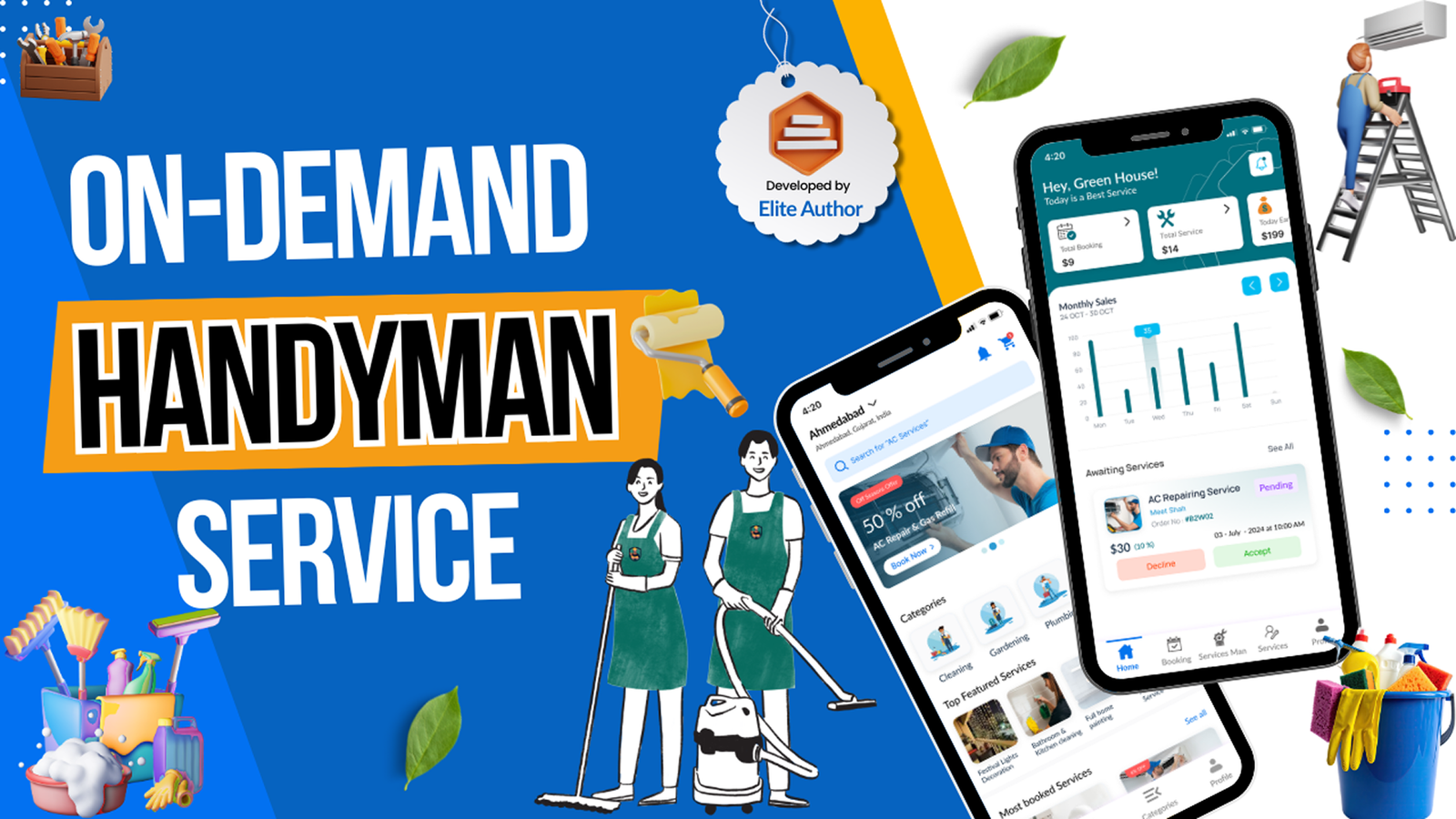 DTDemand - Multi-Vendor On-Demand Handyman & Home Services App | Flutter App + Laravel Admin Panel