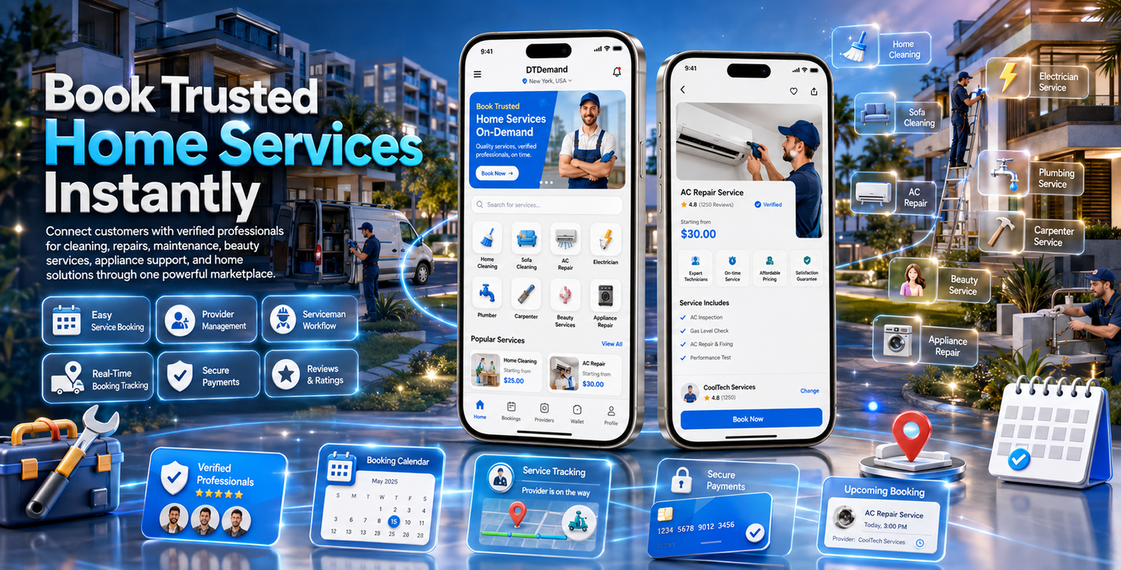 DTDemand - Multi Vendor Home Services & Handyman Booking App | Flutter + Laravel + Next.js Website