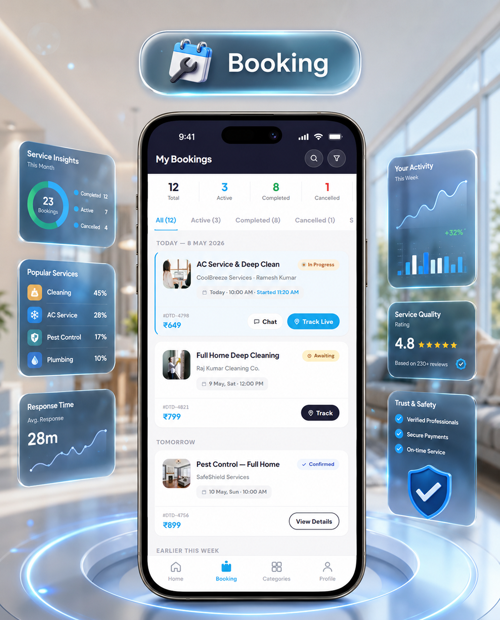 DTDemand - Multi Vendor Home Services & Handyman Booking App | Flutter + Laravel + Next.js Website