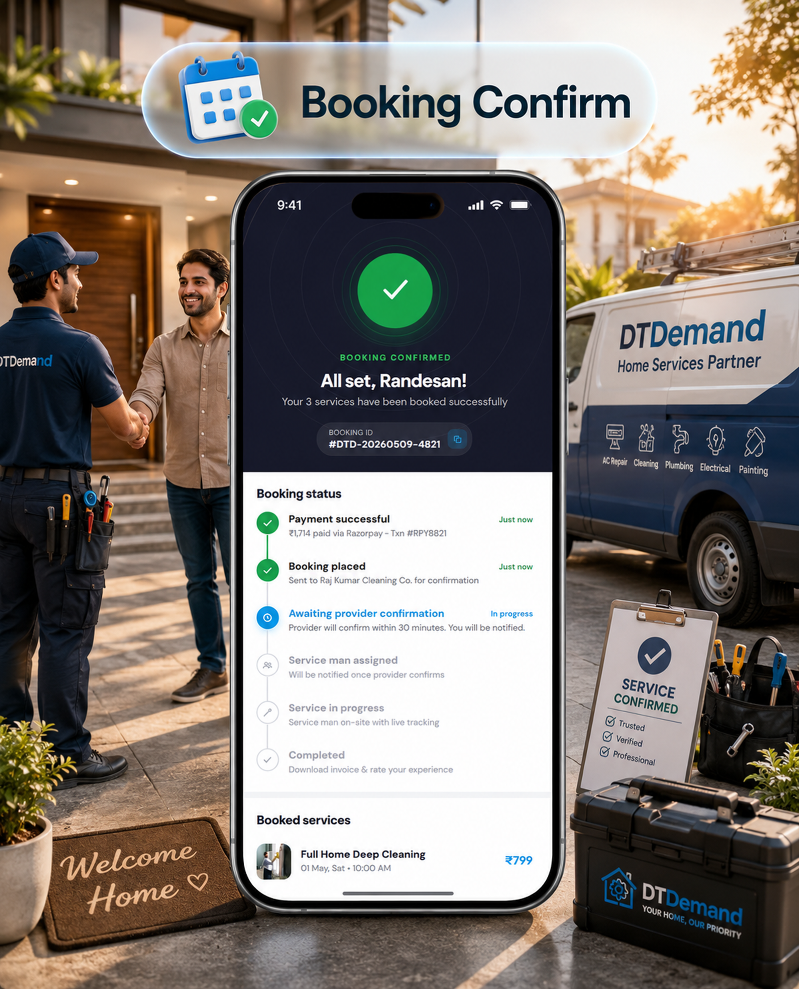DTDemand - Multi Vendor Home Services & Handyman Booking App | Flutter + Laravel + Next.js Website