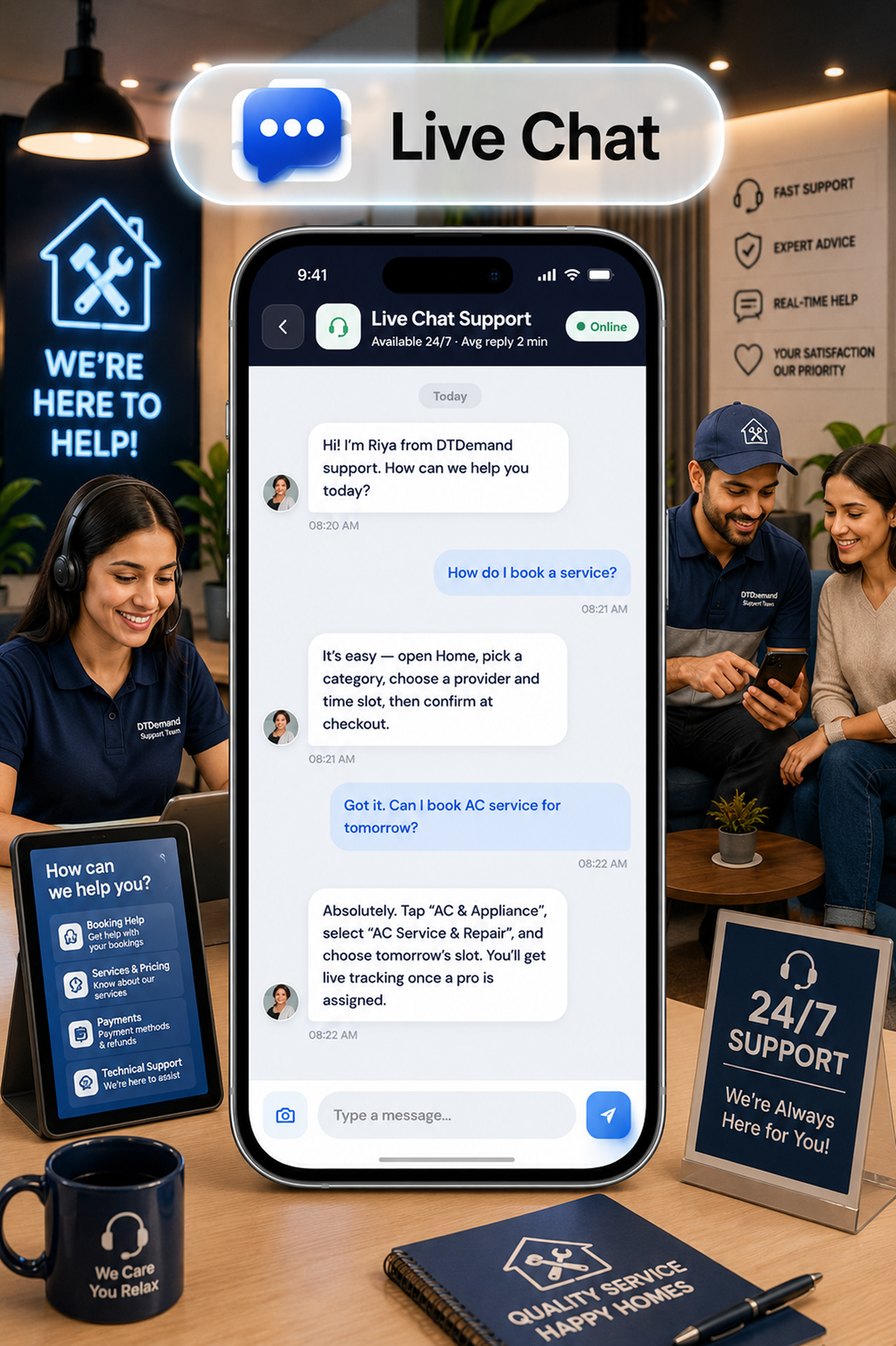 DTDemand - Multi Vendor Home Services & Handyman Booking App | Flutter + Laravel + Next.js Website
