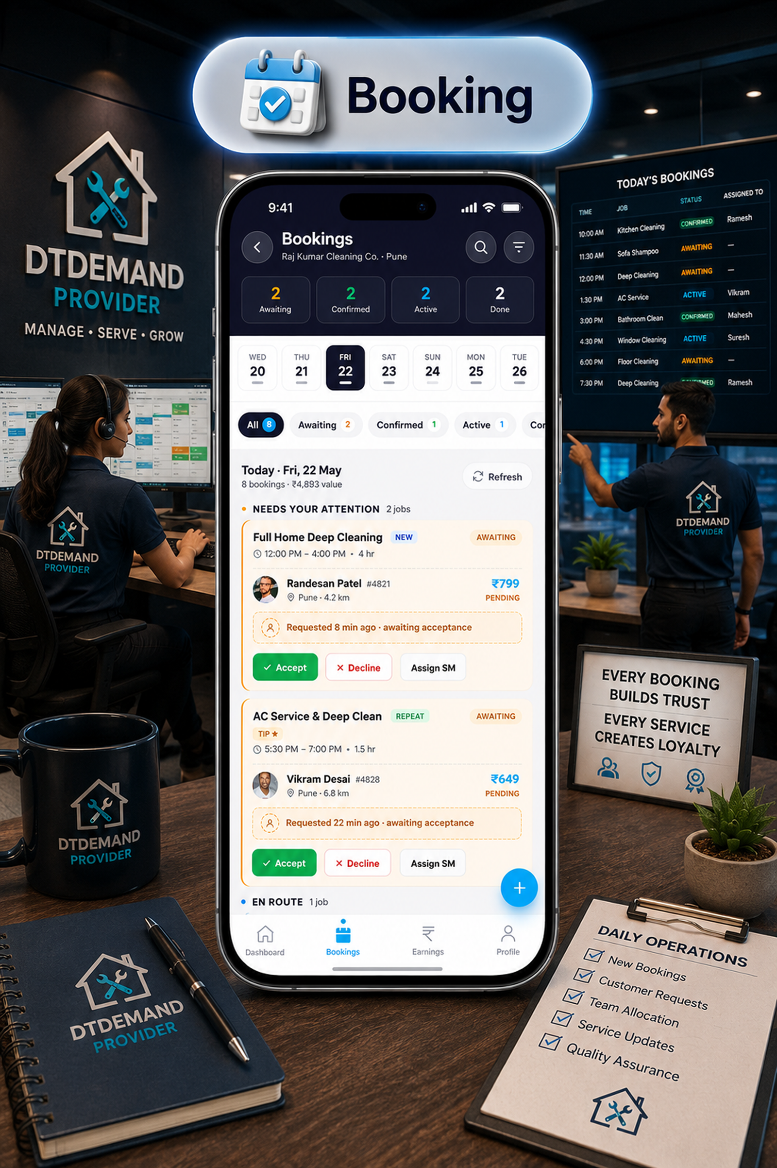 DTDemand - Multi Vendor Home Services & Handyman Booking App | Flutter + Laravel + Next.js Website