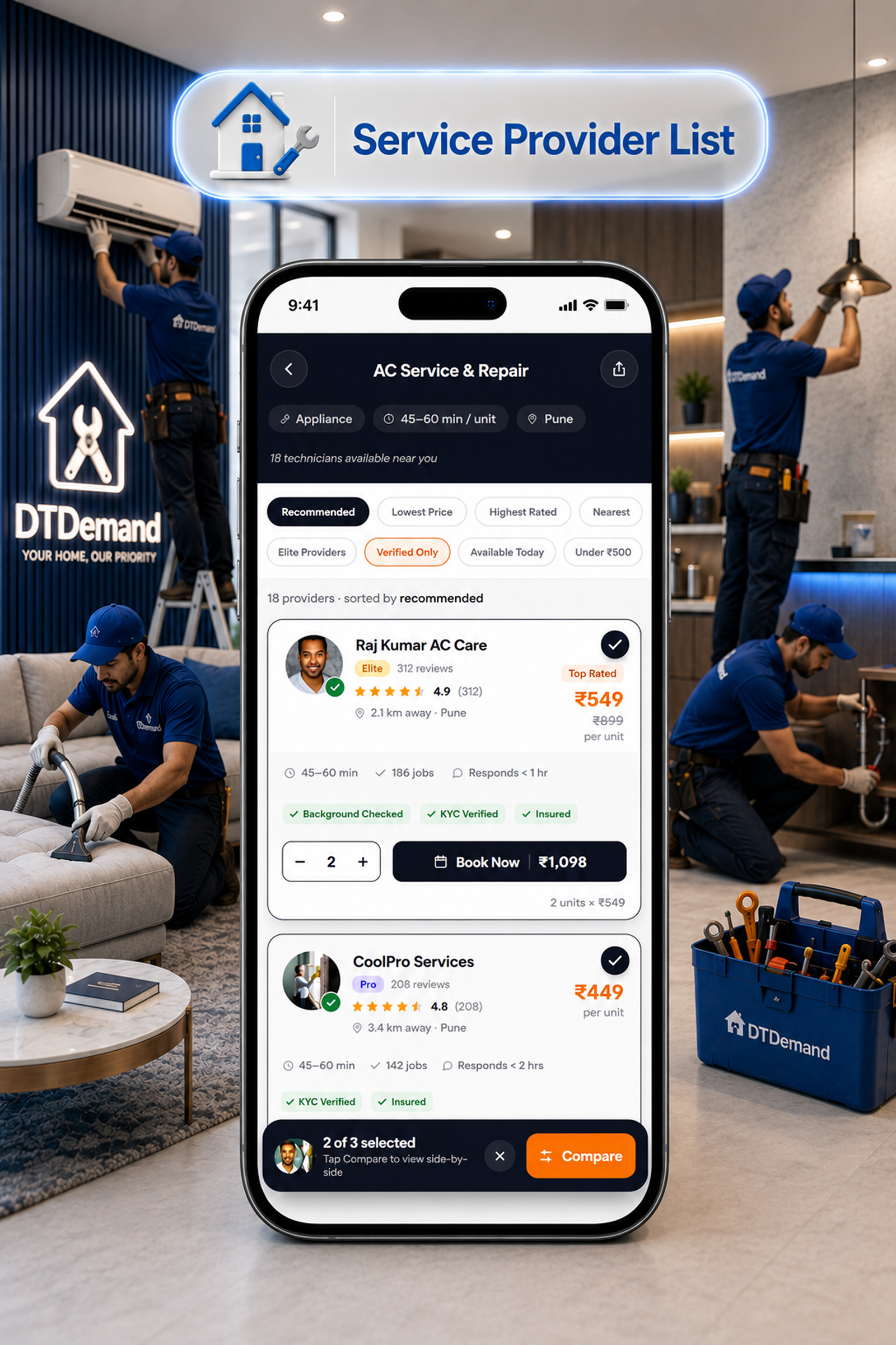 DTDemand - Multi Vendor Home Services & Handyman Booking App | Flutter + Laravel + Next.js Website