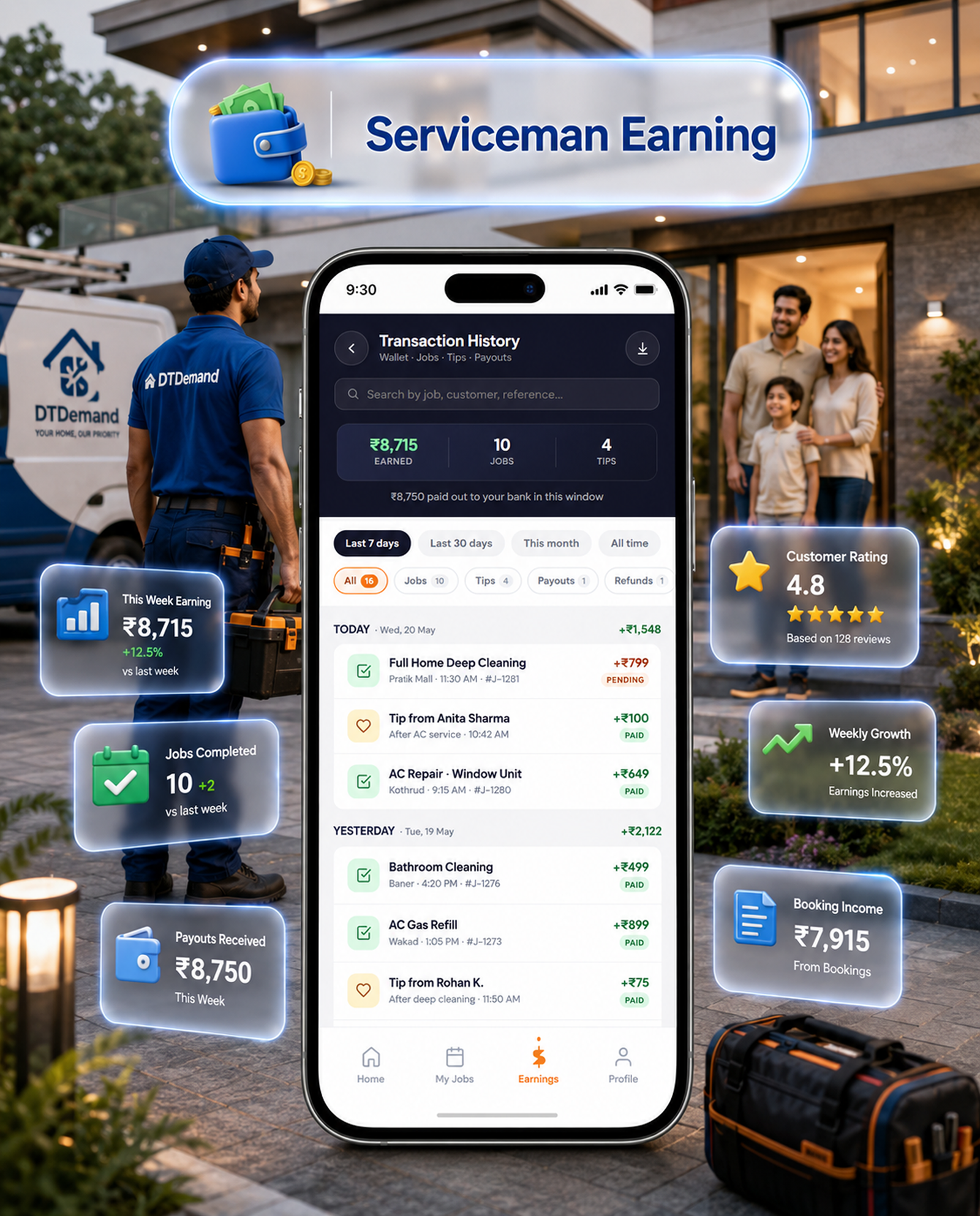 DTDemand - Multi Vendor Home Services & Handyman Booking App | Flutter + Laravel + Next.js Website