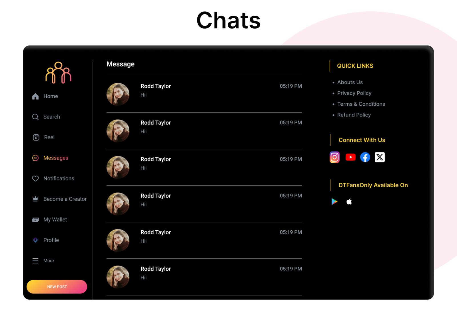 DTFansOnly - Paid Content Creators Flutter App - Android - iOS - admin panel - patreon - onlyfans - 39