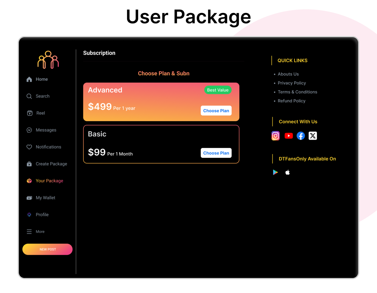 DTFansOnly - Paid Content Creators Flutter App - Android - iOS - admin panel - patreon - onlyfans - 45