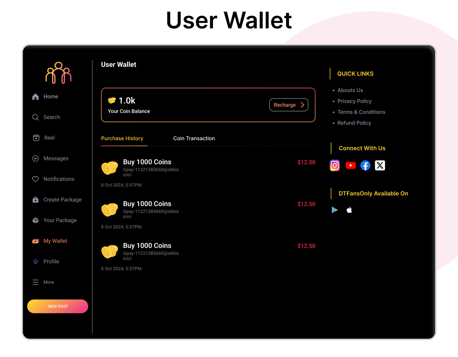 DTFansOnly - Paid Content Creators Flutter App - Android - iOS - admin panel - patreon - onlyfans - 47