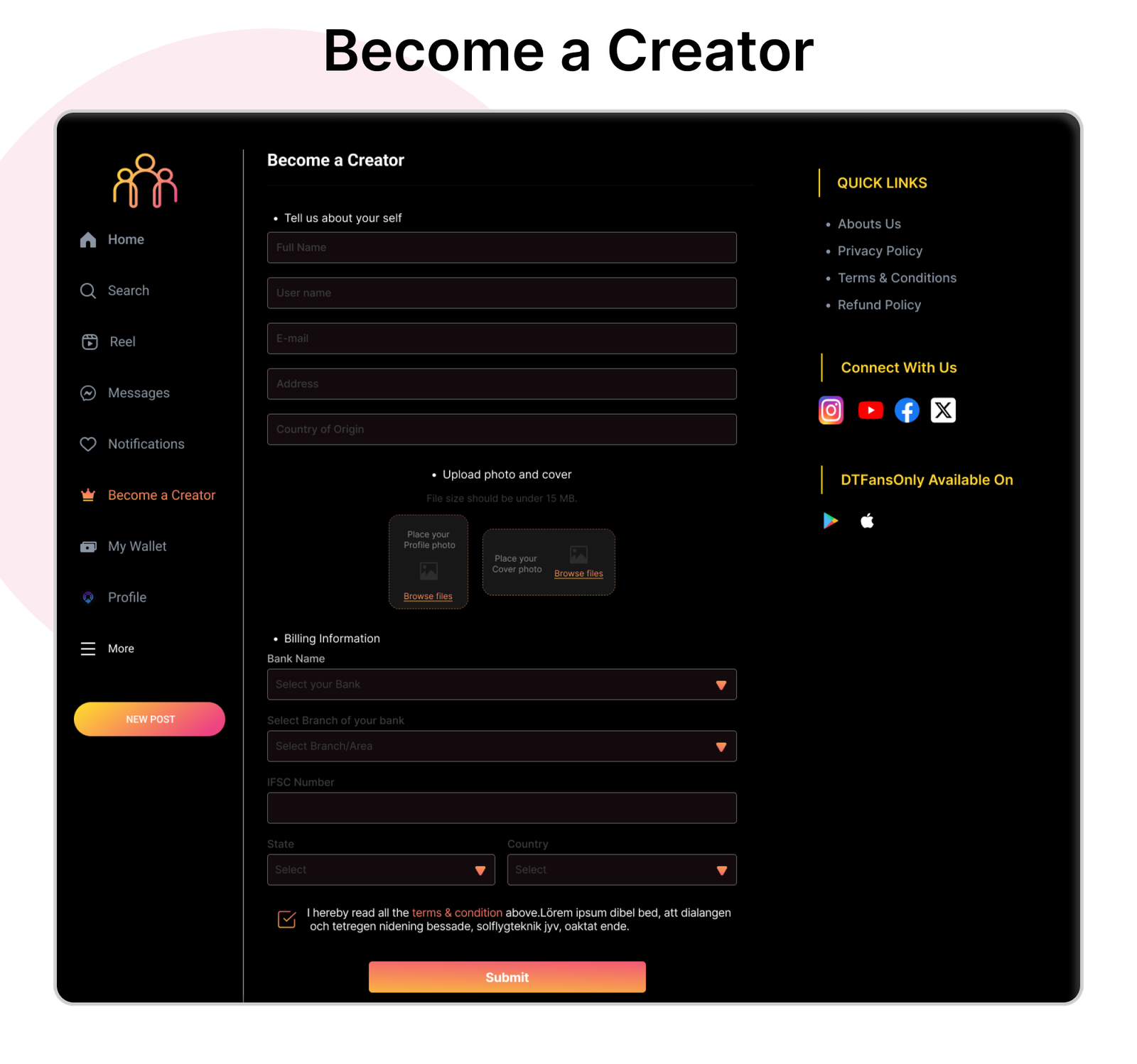 DTFansOnly - Paid Content Creators Flutter App - Android - iOS - admin panel - patreon - onlyfans - 52