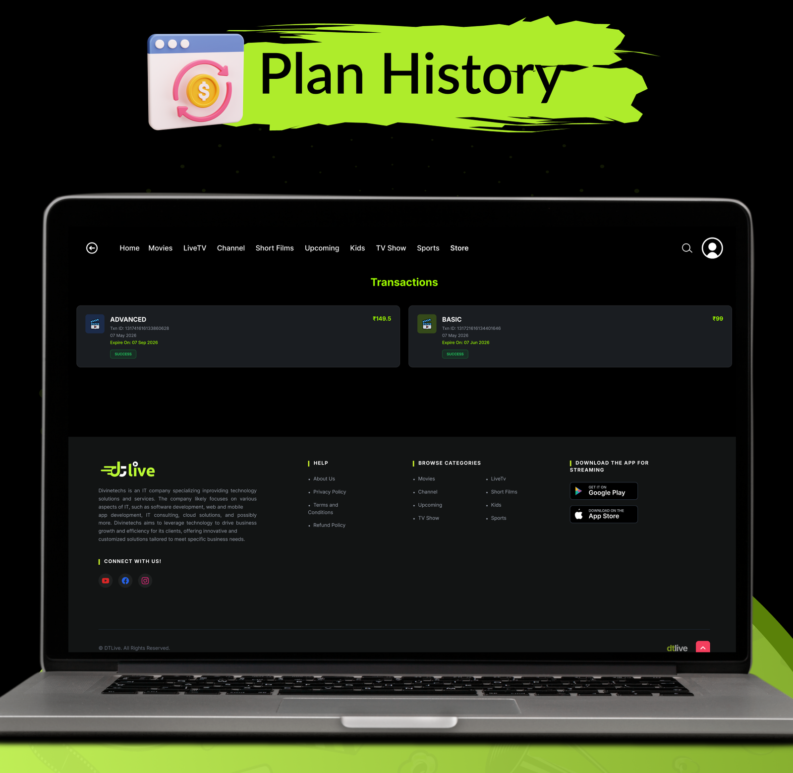 DTLive: Movie, TV Show, OTT, Live TV, Streaming Flutter App (Android, iOS, Web) with Admin Panel - 67
