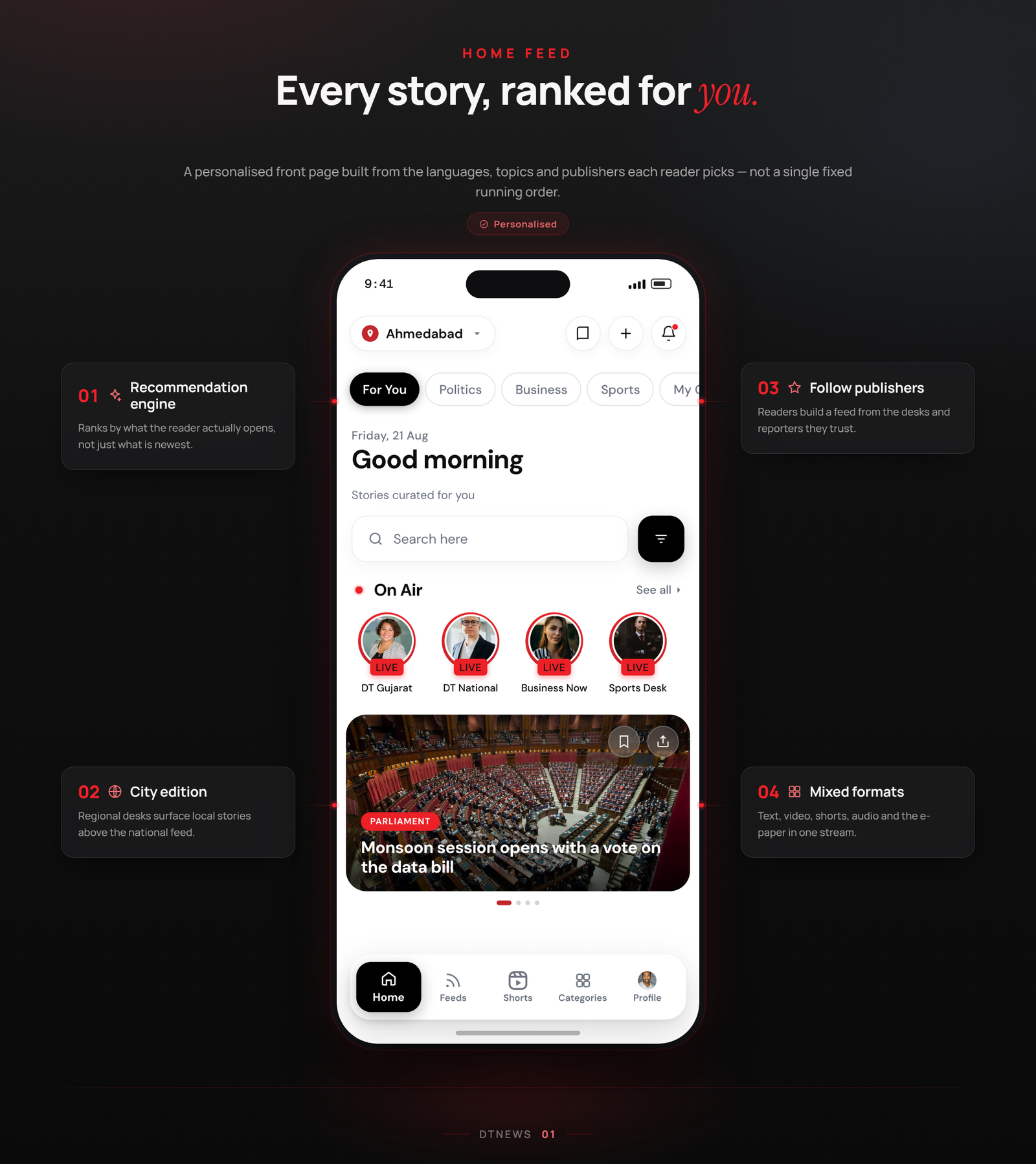 DTNews - Flutter News App for Android, iOS | Admin & Reporter | Polls, Live News & NextJS PWA Web