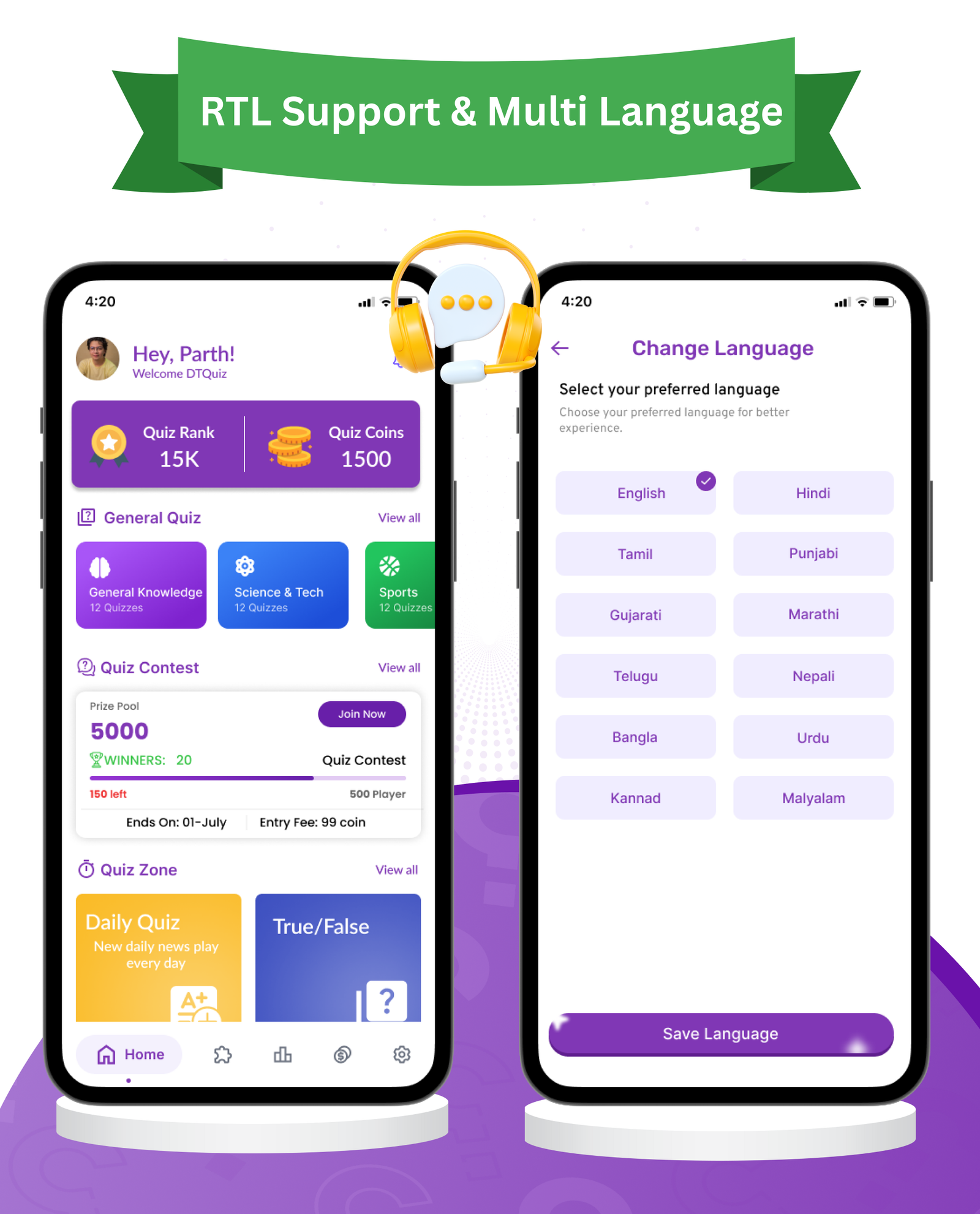 DTQuiz - Flutter Online Quiz & Earn App | Trivia Game with Rewards | Android & iOS | Admin Panel