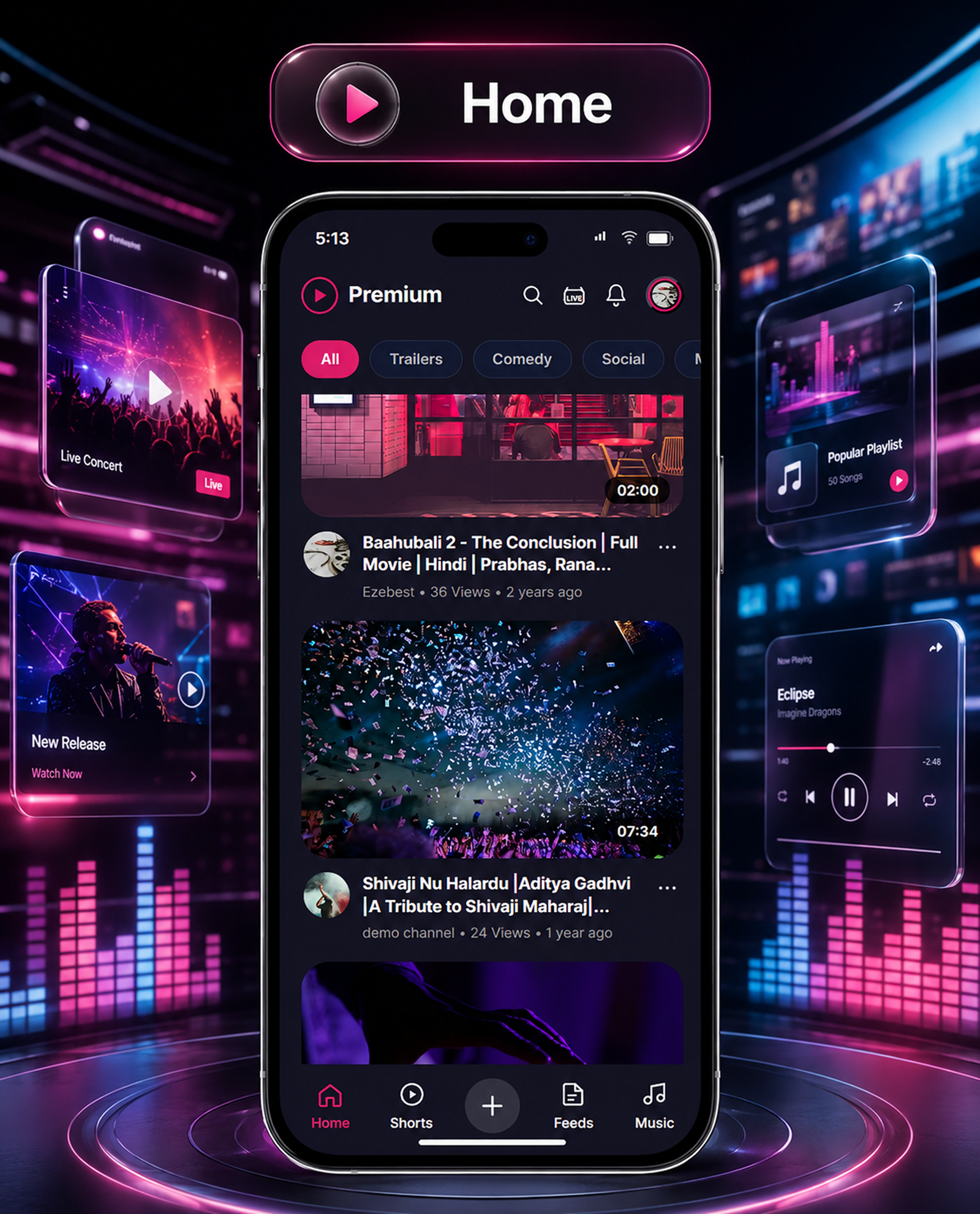 DTTube – Video, Reels, Music, Podcast & Live Streaming Flutter App + NextJS Website + Laravel Admin