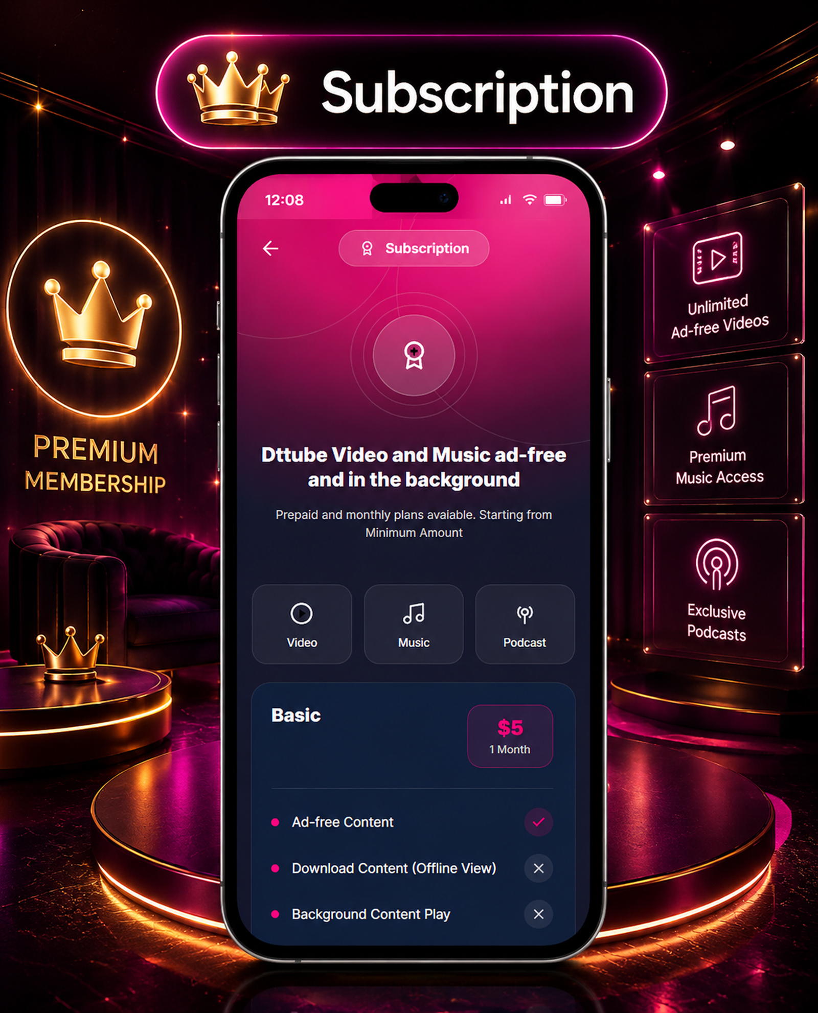 DTTube – Video, Reels, Music, Podcast & Live Streaming Flutter App + NextJS Website + Laravel Admin