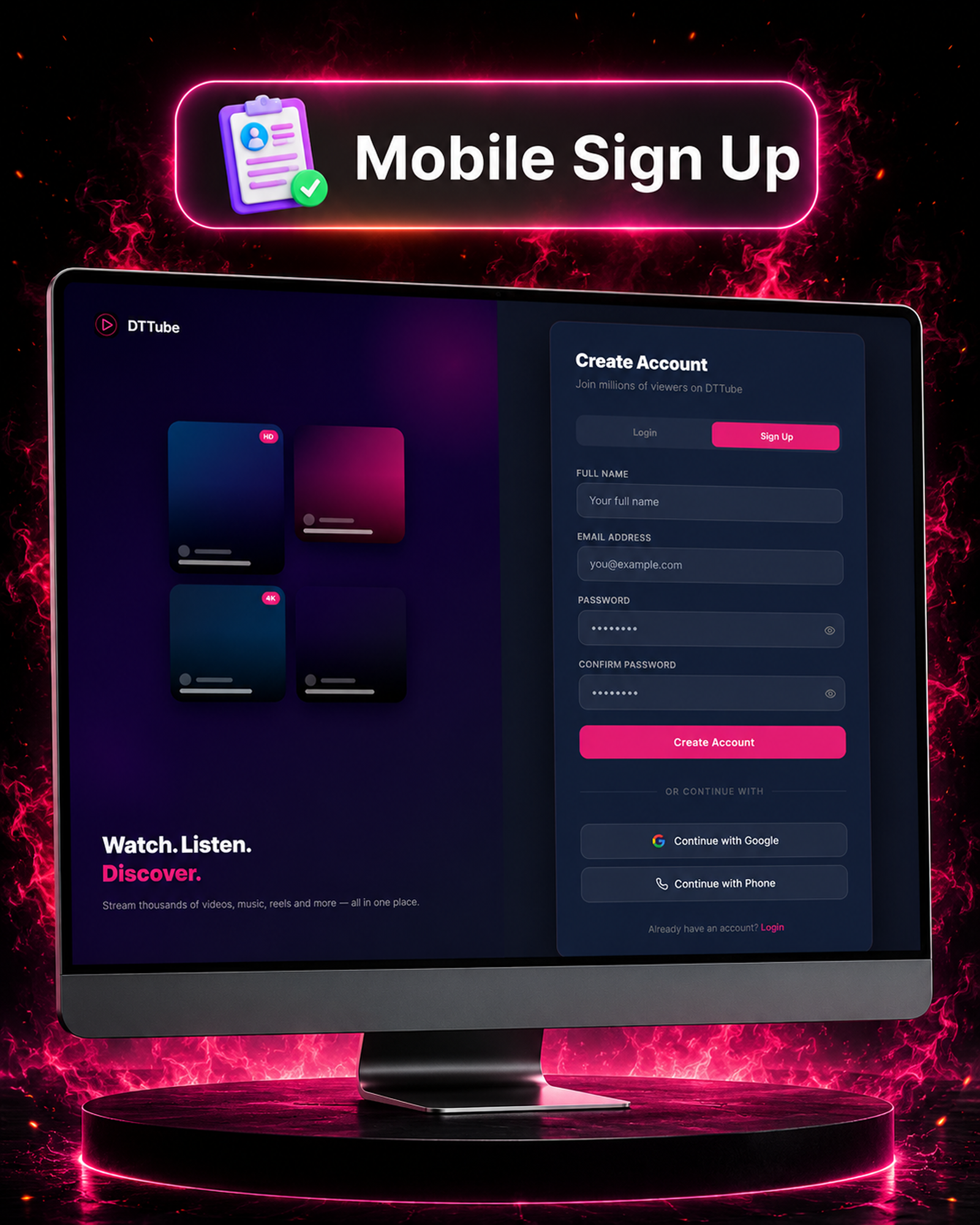 DTTube – Video, Reels, Music, Podcast & Live Streaming Flutter App + NextJS Website + Laravel Admin