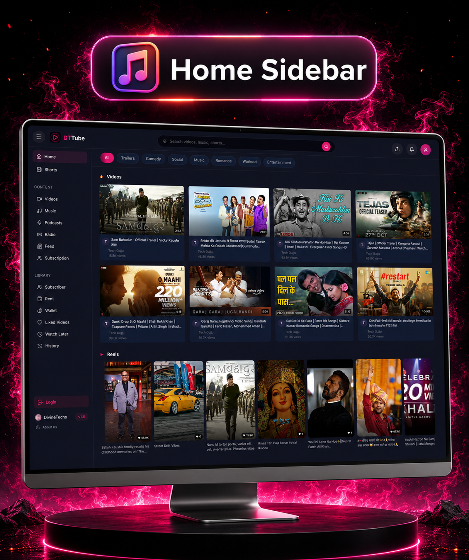 DTTube – Video, Reels, Music, Podcast & Live Streaming Flutter App + NextJS Website + Laravel Admin