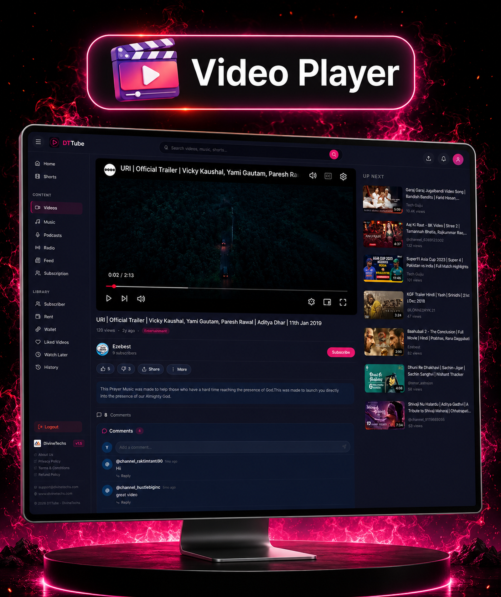 DTTube – Video, Reels, Music, Podcast & Live Streaming Flutter App + NextJS Website + Laravel Admin