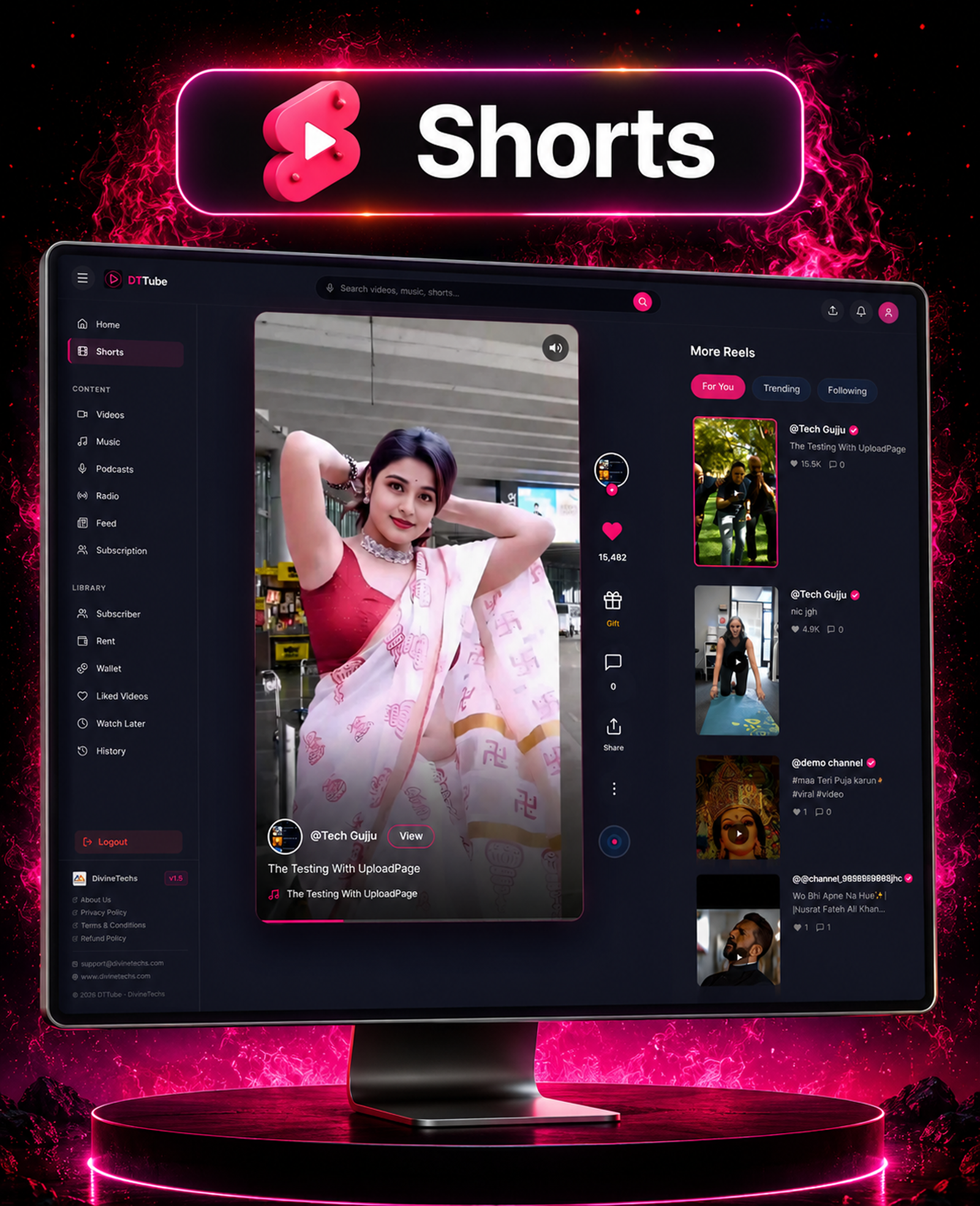 DTTube – Video, Reels, Music, Podcast & Live Streaming Flutter App + NextJS Website + Laravel Admin