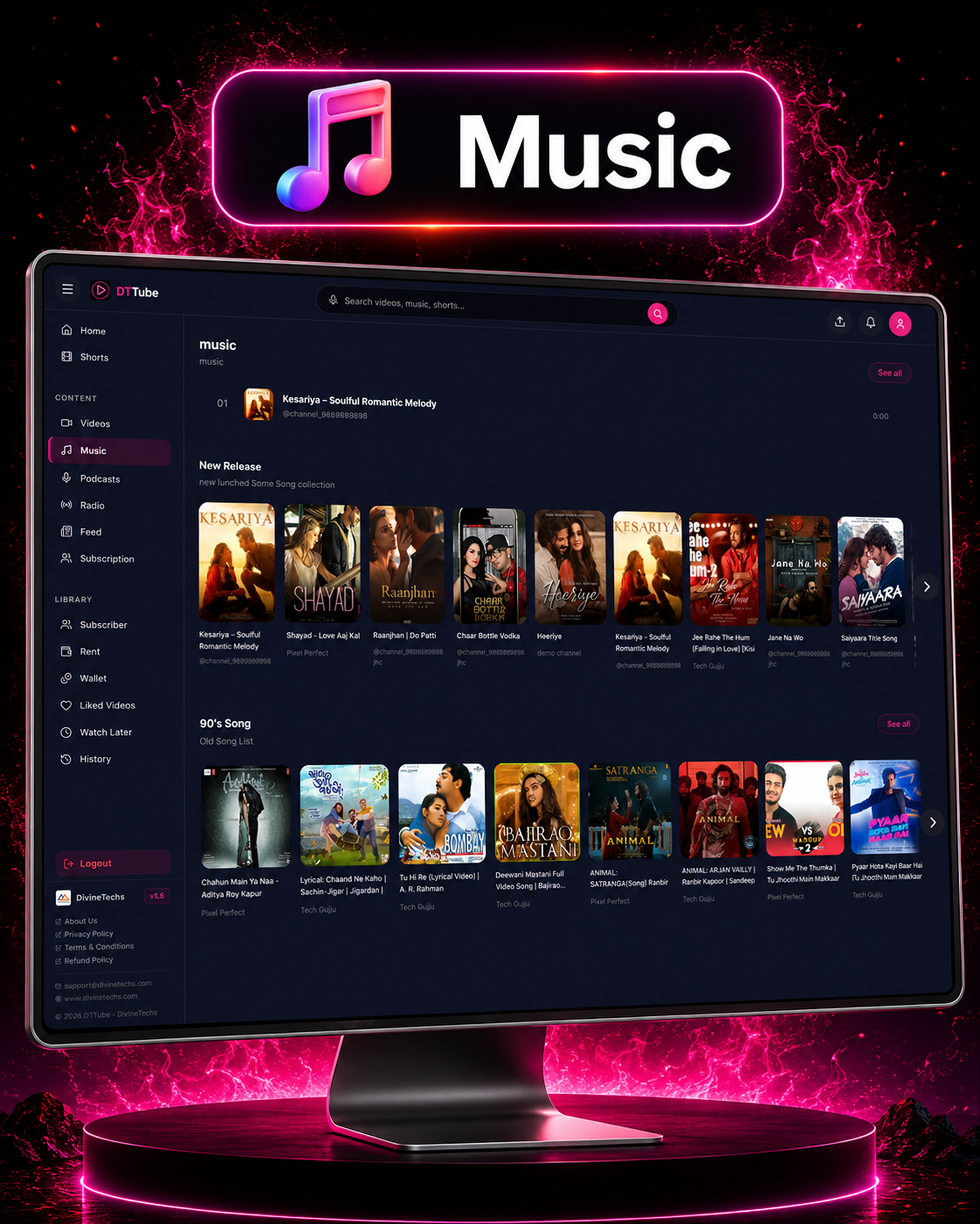 DTTube – Video, Reels, Music, Podcast & Live Streaming Flutter App + NextJS Website + Laravel Admin
