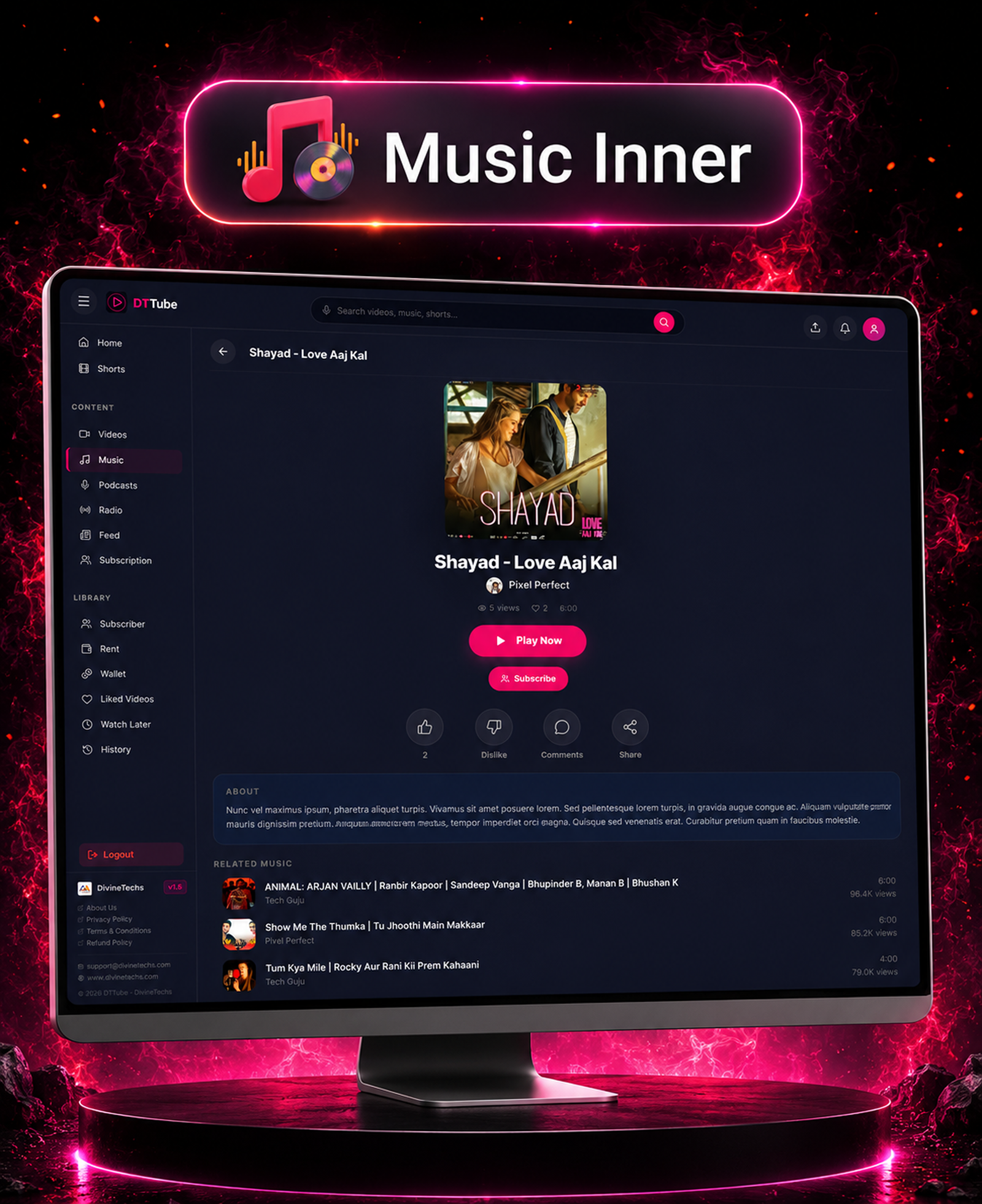 DTTube – Video, Reels, Music, Podcast & Live Streaming Flutter App + NextJS Website + Laravel Admin