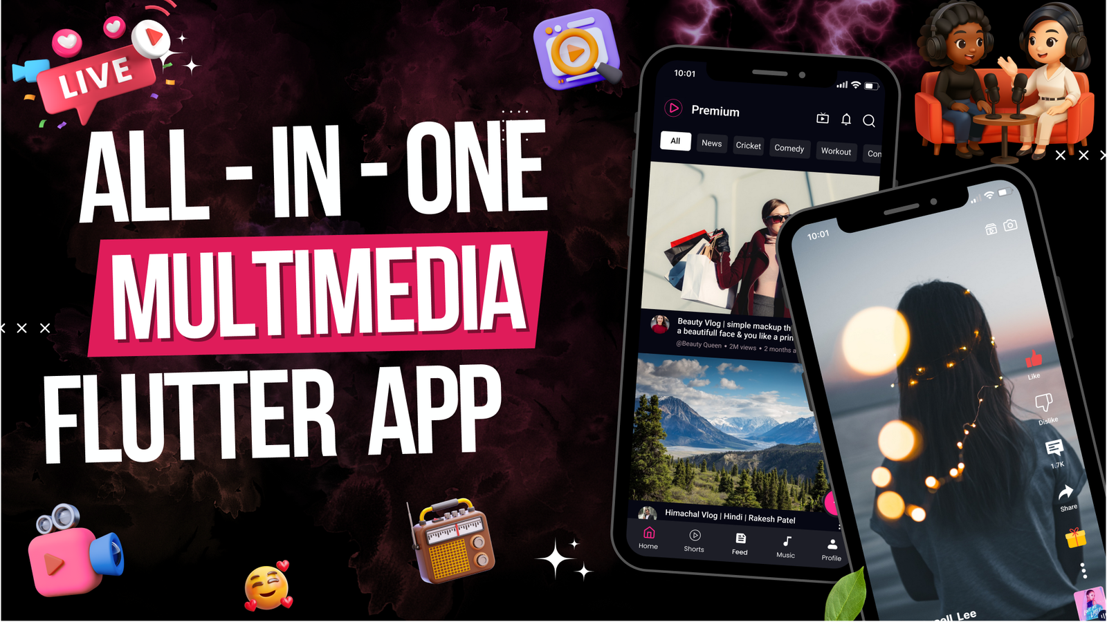 DTTube - Flutter YouTube Clone Video, Reels, Music, Podcast, Live Streaming App (Android, iOS, Web) - 11