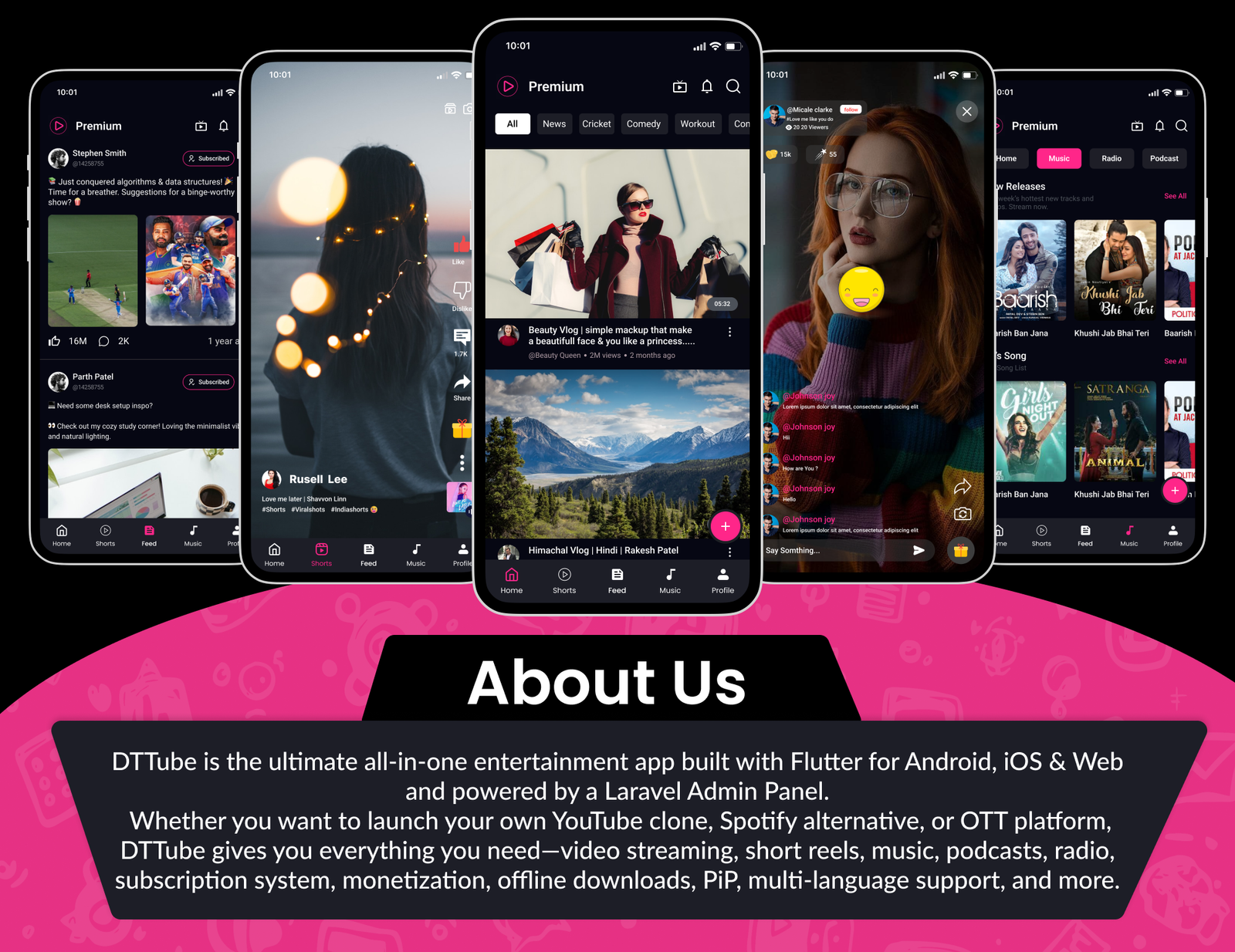 DTTube - Flutter YouTube Clone Video, Reels, Music, Podcast, Live Streaming App (Android, iOS, Web) - 12