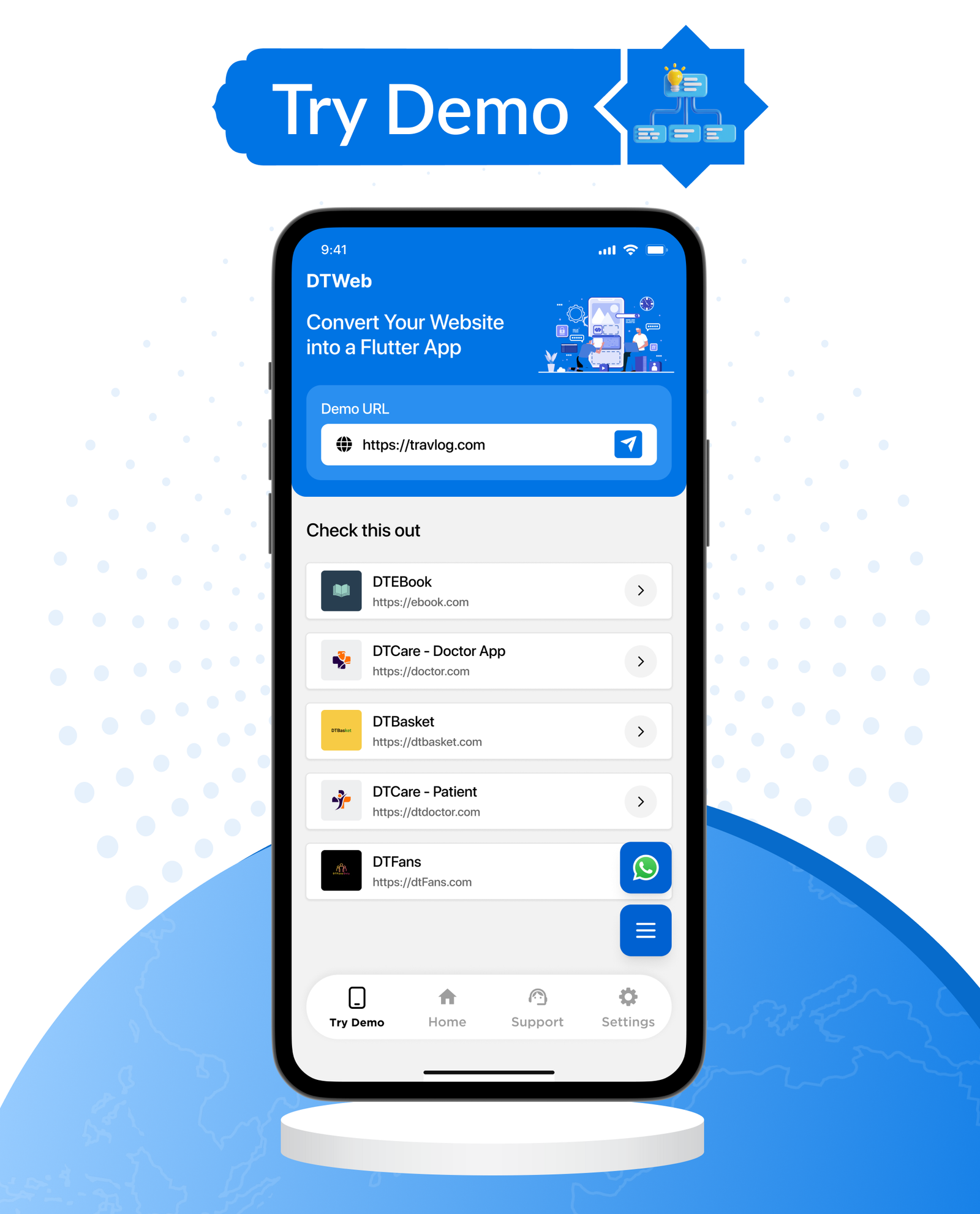 DTWeb – Convert Website to a Flutter App | Multi WebView Apps with Laravel Admin Panel